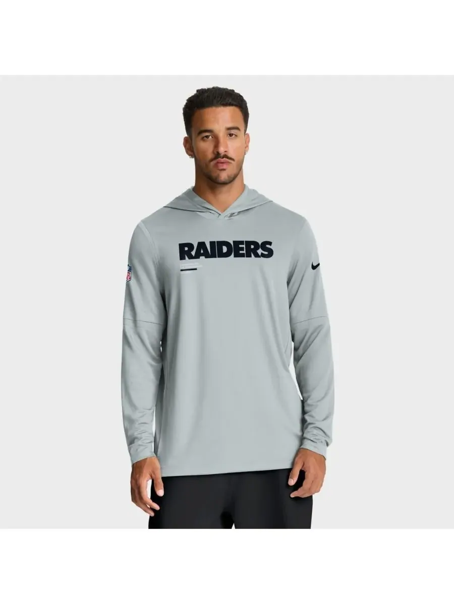 Nike Мужская серебристая толстовка с длинными рукавами Las Vegas Raiders Sideline Pure Fury — изображение 1 из 5, серебряный