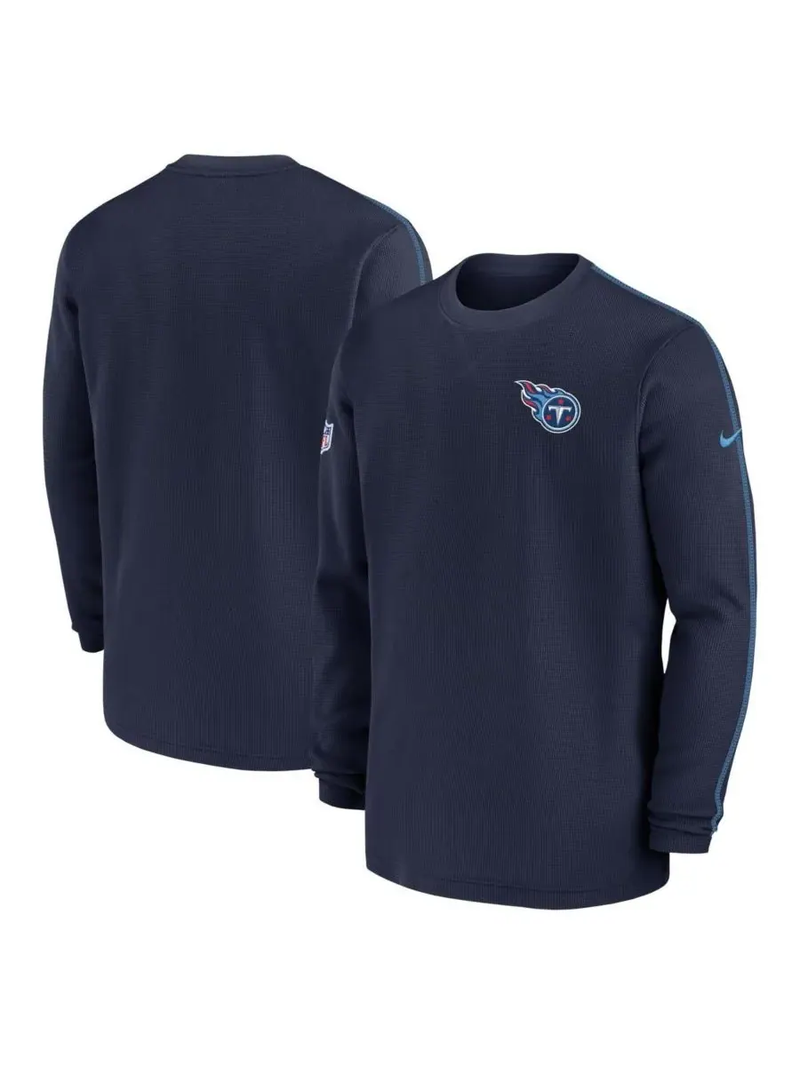Nike Мужская темно-синяя футболка с длинным рукавом для тренеров команды Tennessee Titans 2024 — изображение 1 из 3