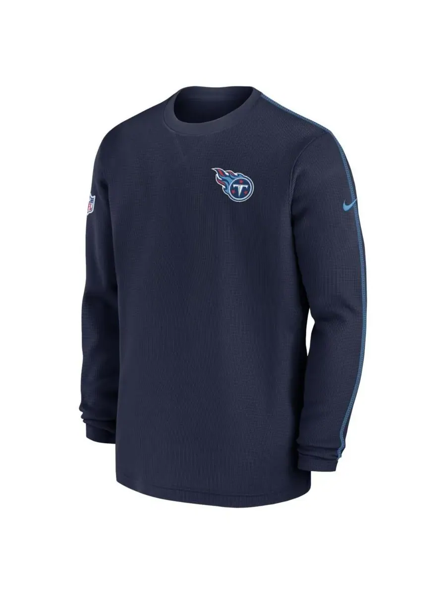 Nike Мужская темно-синяя футболка с длинным рукавом для тренеров команды Tennessee Titans 2024 — изображение 2 из 3