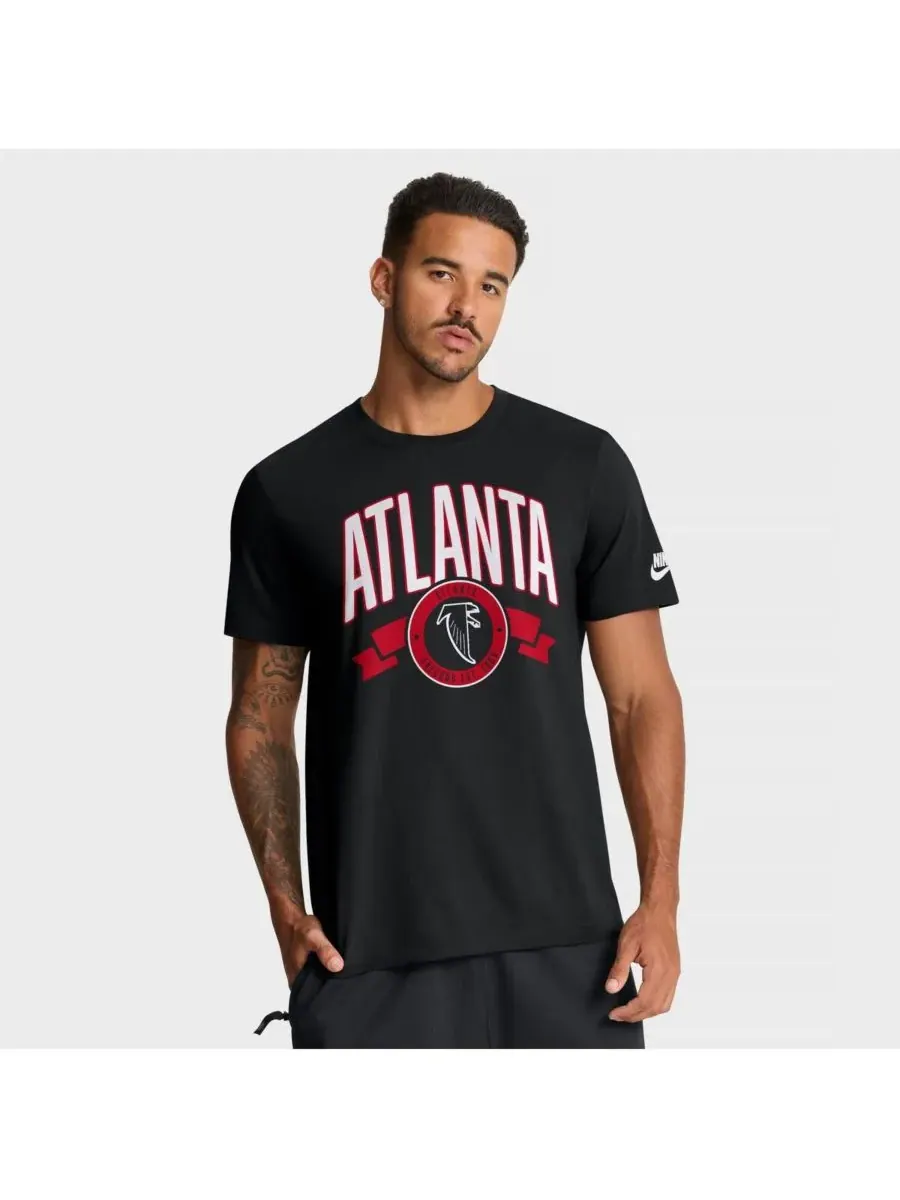 Nike Мужская черная футболка Atlanta Falcons Rewind (передняя и задняя части) Essential — изображение 1 из 5, черный