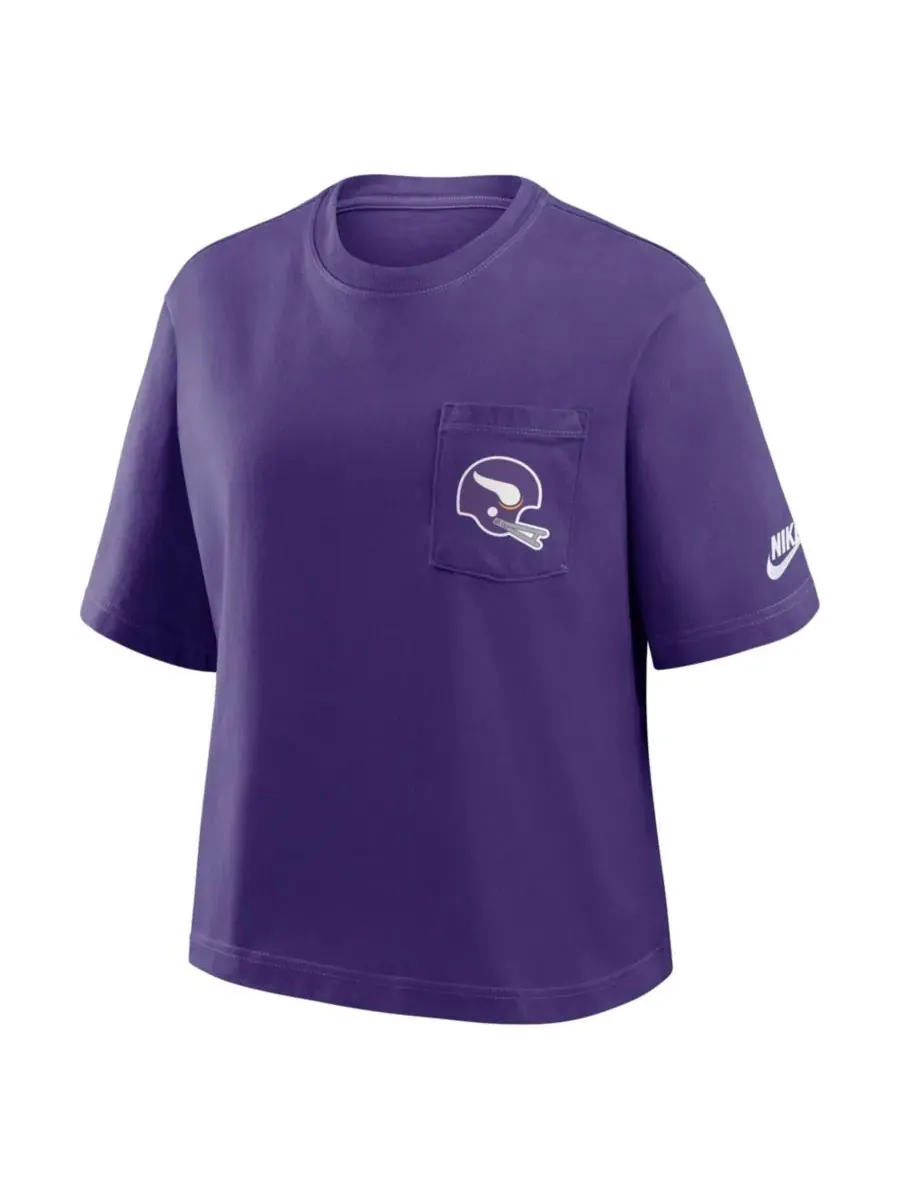 Nike Женская фиолетовая футболка Minnesota Vikings Rewind Pocket Boxy — изображение 2 из 2, фиолетовый