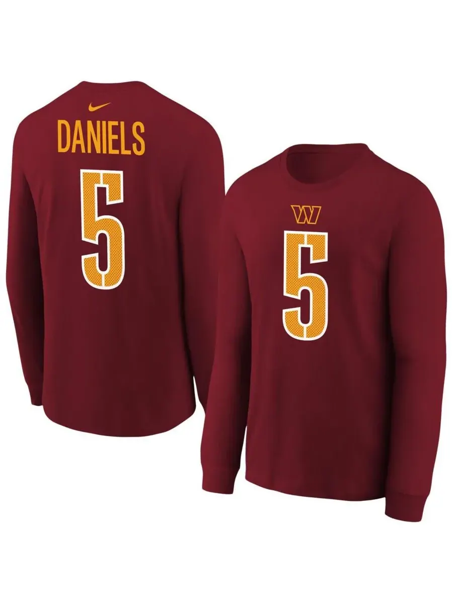 Футболка с длинным рукавом "Big Boys and Girls Jayden Daniels Burgundy Washington Commanders" с — изображение 1 из 3