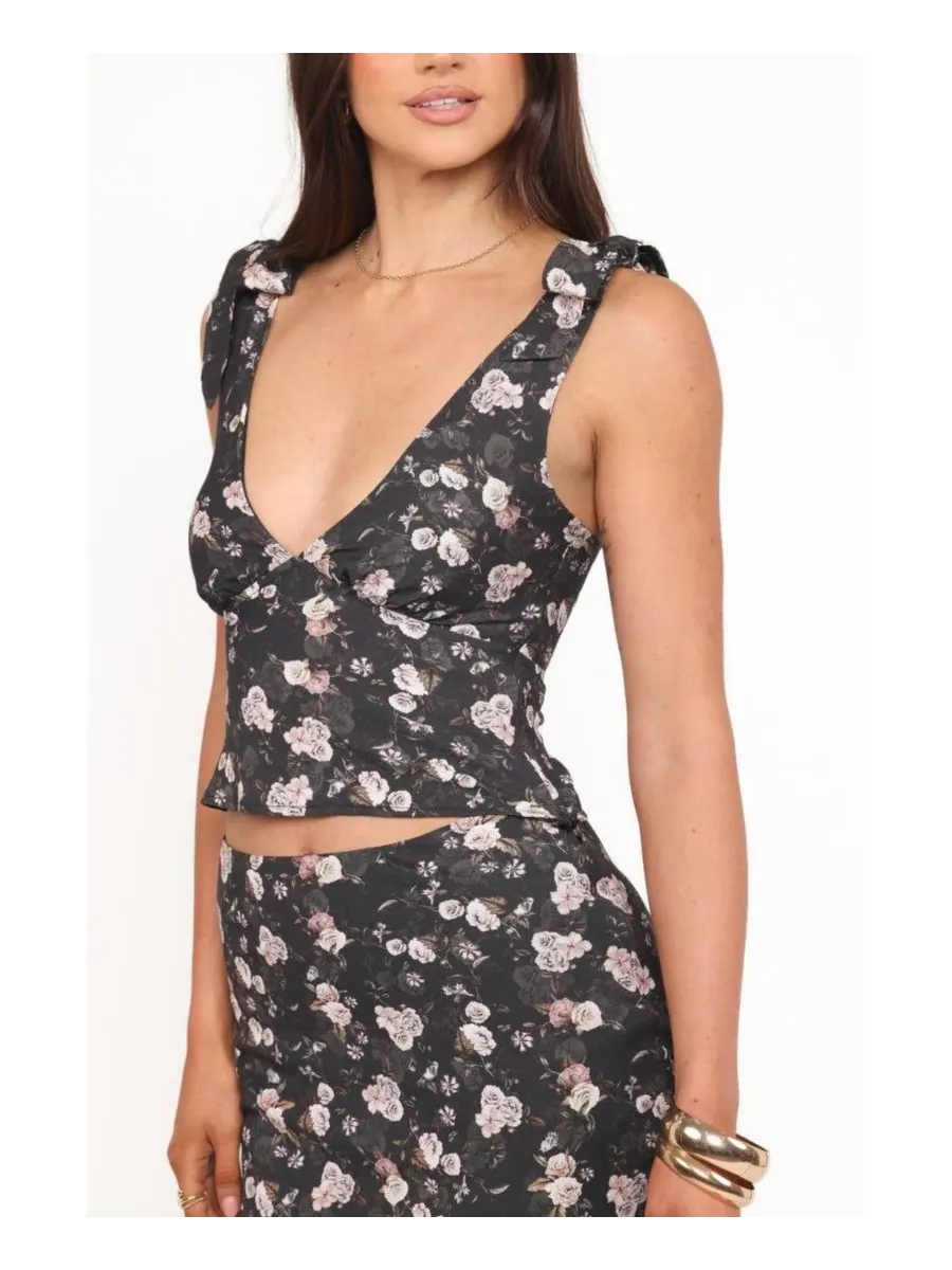 Женская блузка Kedra с завязками на плечах Petal and Pup, Dark floral — изображение 4 из 4