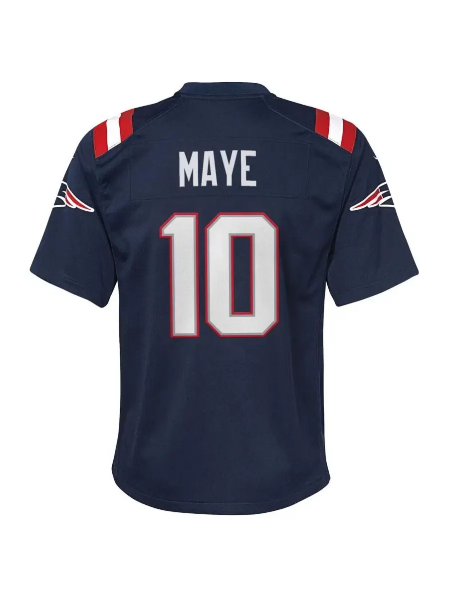Большая футболка для мальчиков и девочек Drake Maye Navy New England Patriots Player Game Jersey — изображение 2 из 3