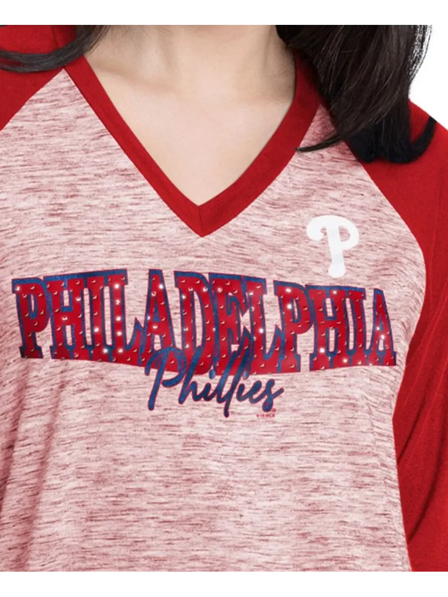Женская футболка Philadelphia Phillies Speed Training красного/светло-красного цвета с рукавами — изображение 5 из 6