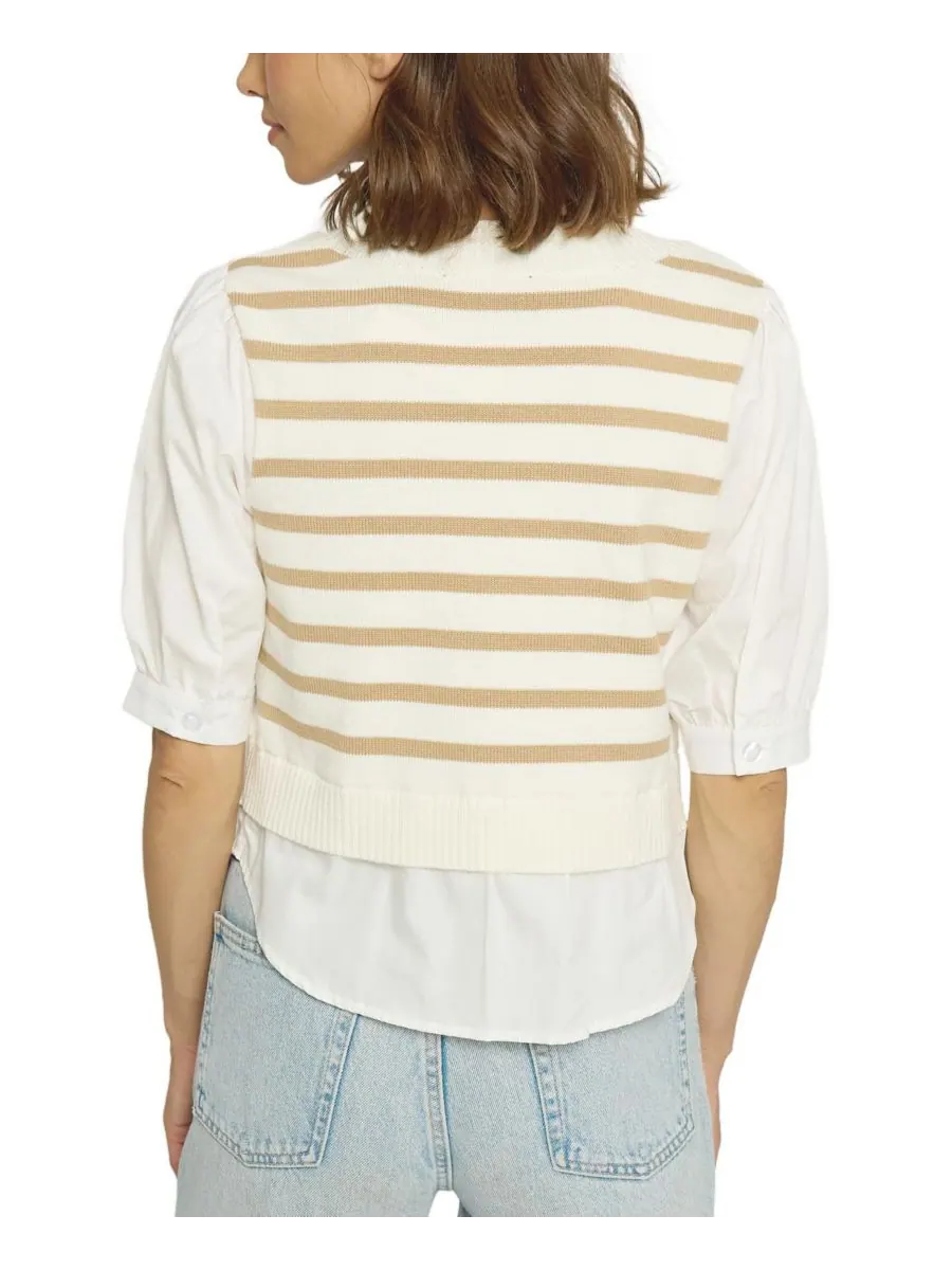 Женская футболка с круглым вырезом и двумя отделениями Central Park West, Camel stripe — изображение 3 из 3