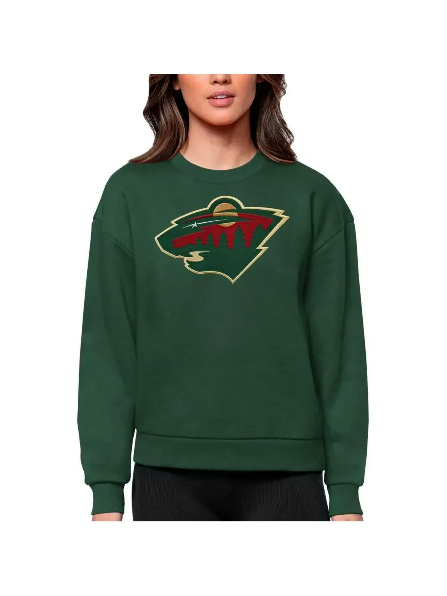 Antigua Женская зеленая толстовка с круглым вырезом и логотипом команды Minnesota Wild — изображение 1 из 1, зеленый