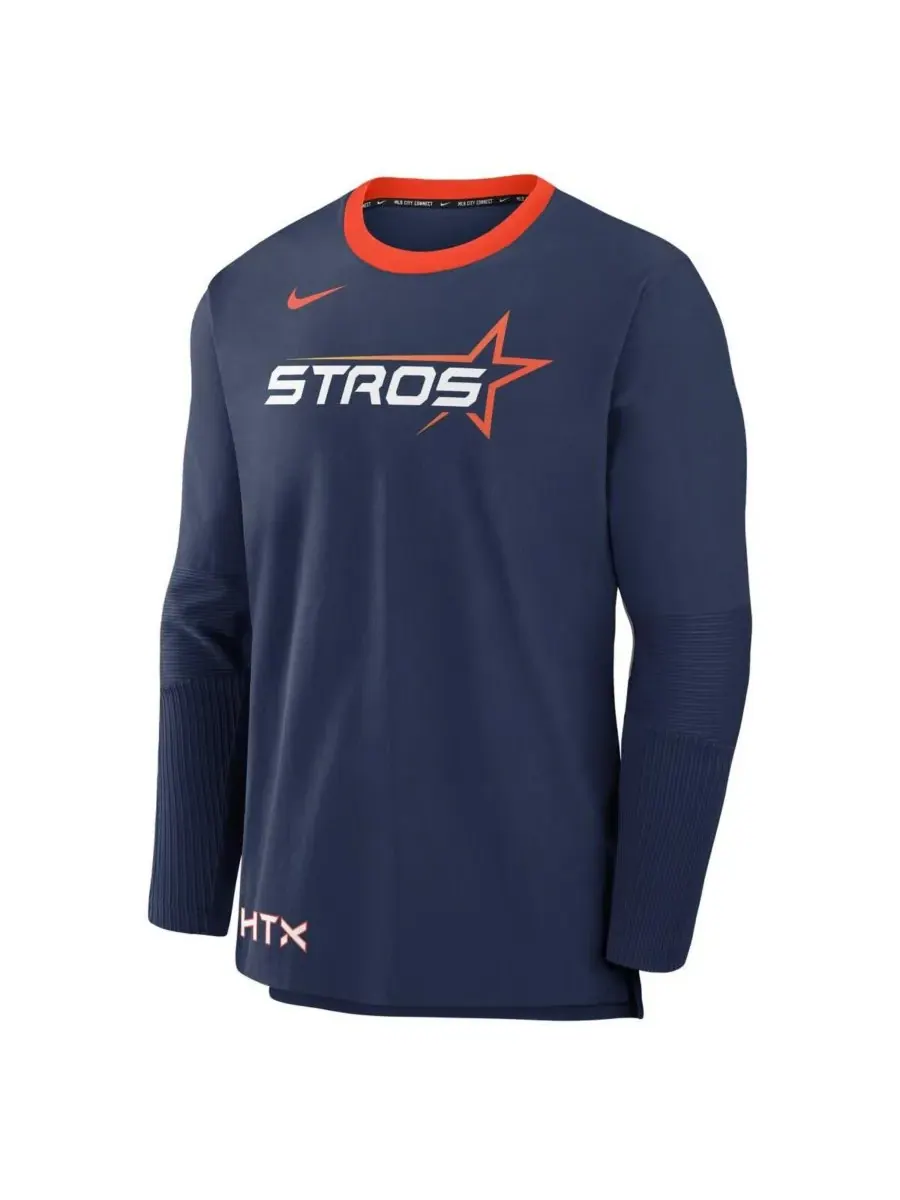 Nike Мужская темно-синяя футболка с длинным рукавом Houston Astros 2025 City Connect Authentic — изображение 2 из 3