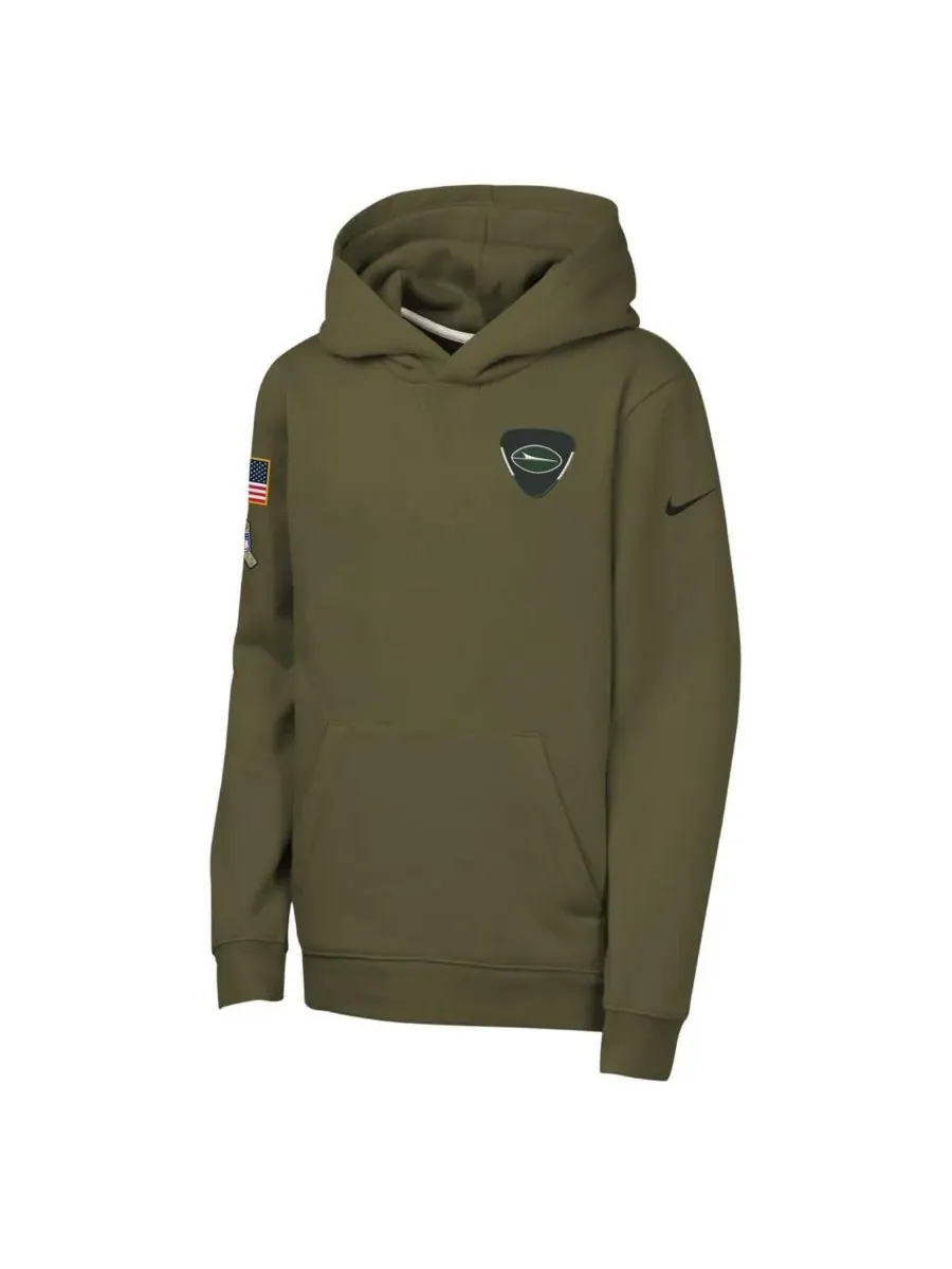 Nike Толстовка с капюшоном из флиса цвета хаки для мальчиков и девочек, модель New York Jets 2025 — изображение 3 из 3
