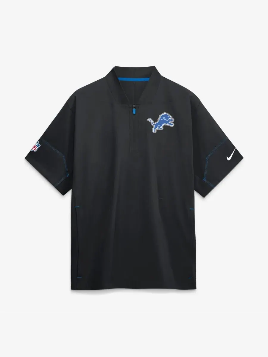 Ветрозащитная куртка тренера с коротким рукавом и четверть-молнией, модель Sideline Short Sleeve — изображение 1 из 3, черный