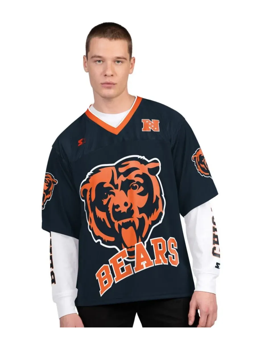 Комплект футболок с длинным и коротким рукавом с принтом Chicago Bears Starter — изображение 1 из 5, темно-синий белый