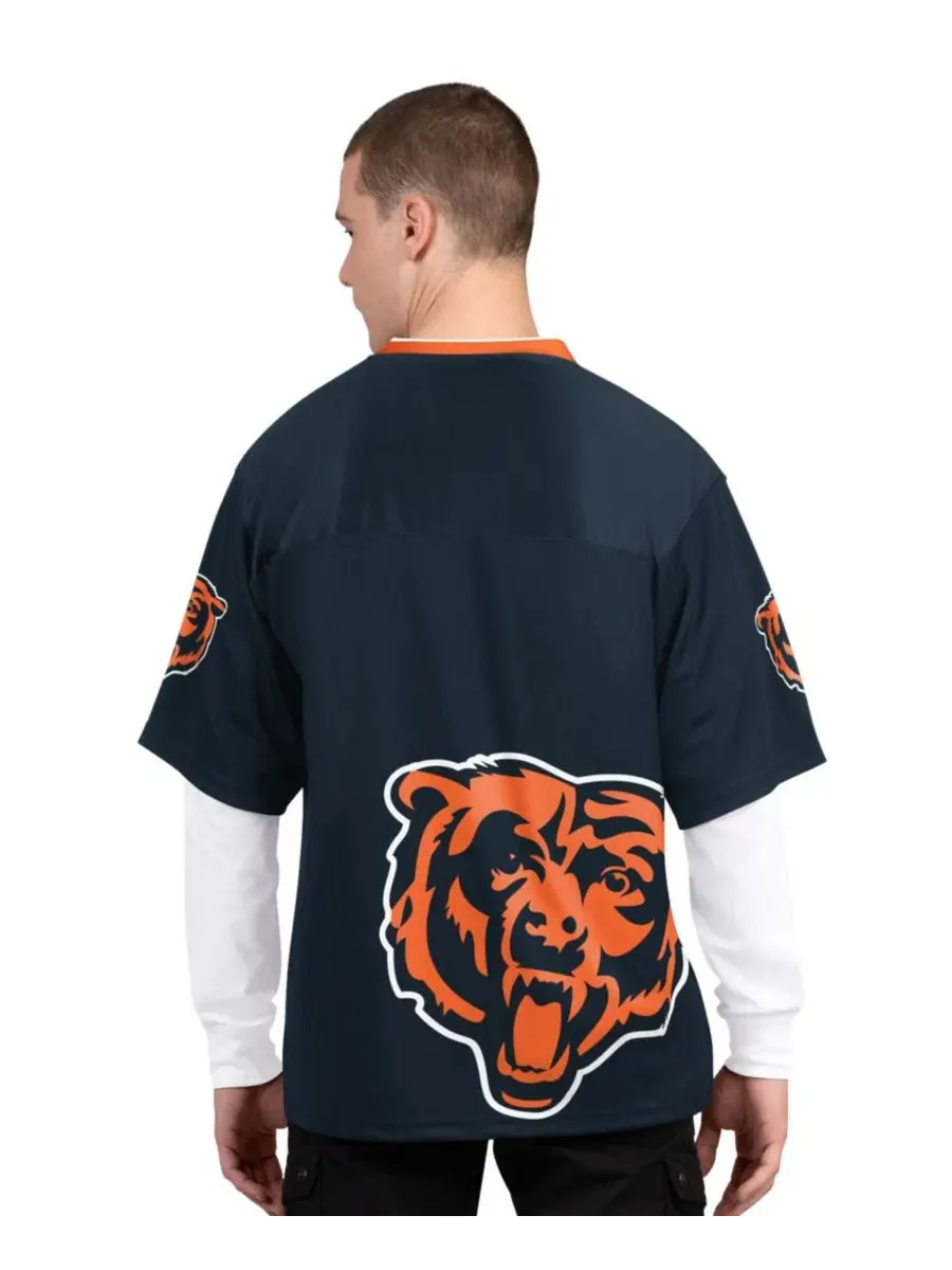 Комплект футболок с длинным и коротким рукавом с принтом Chicago Bears Starter — изображение 5 из 5, темно-синий белый