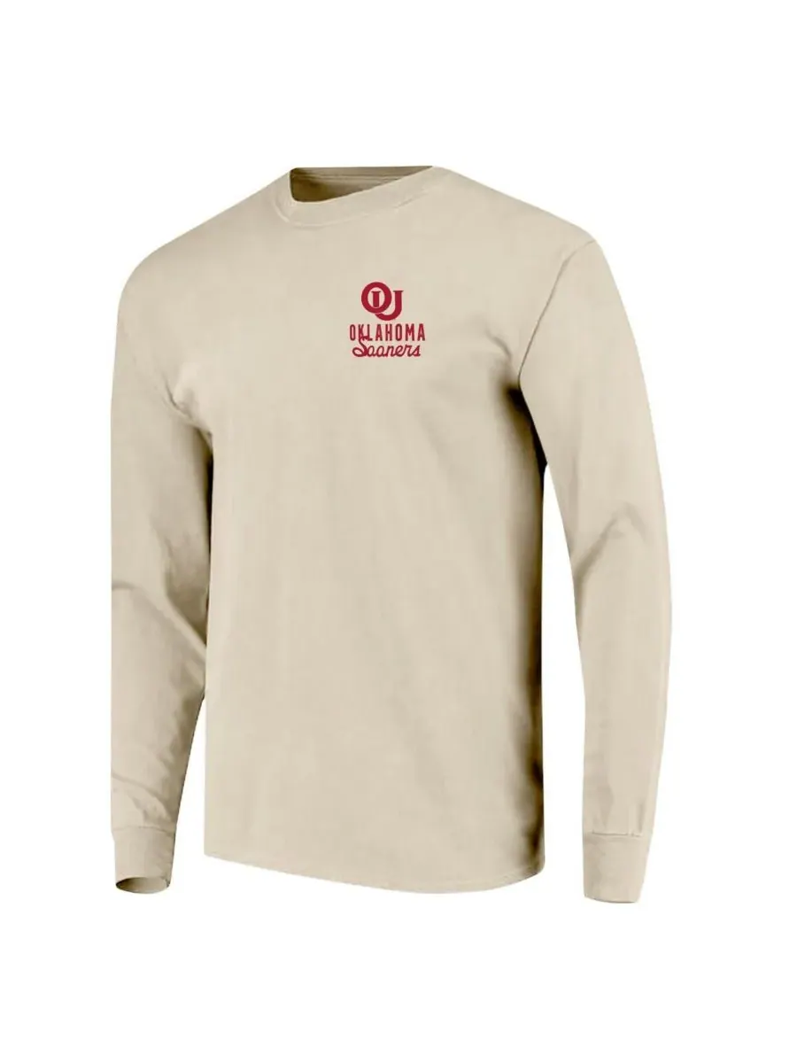 Мужская футболка с длинным рукавом Natural Oklahoma Sooners Comfort Colors Mascot Overlay Image One — изображение 3 из 3