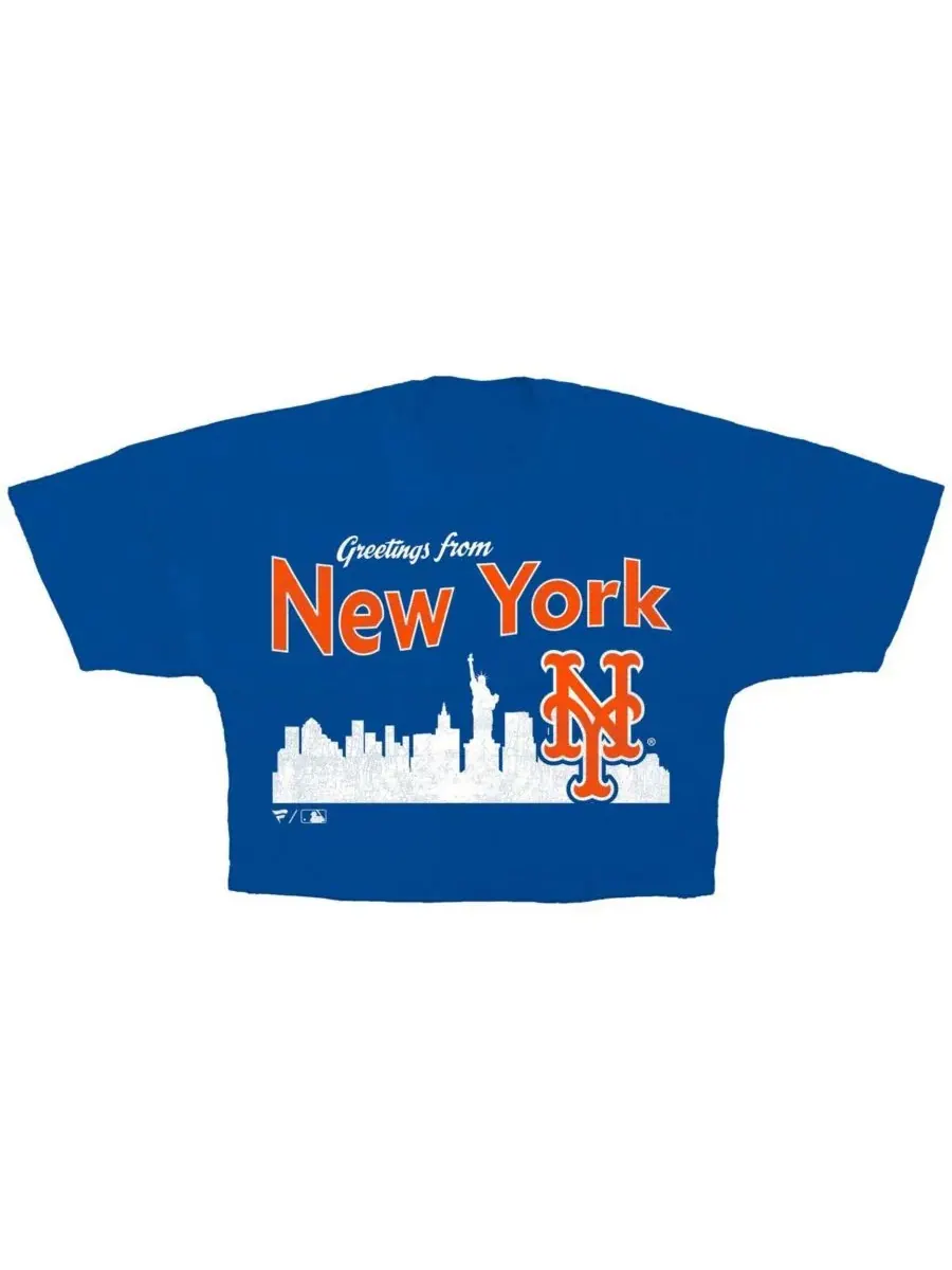 Женская укороченная футболка Royal New York Mets Skyline Fanatics — изображение 3 из 3, королевский