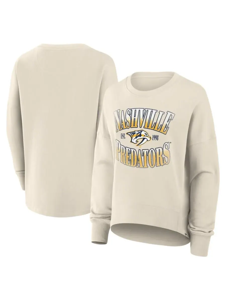 Fanatics Женская кремовая толстовка-пуловер с принтом Nashville Predators в стиле оверсайз — изображение 1 из 3, бежевый