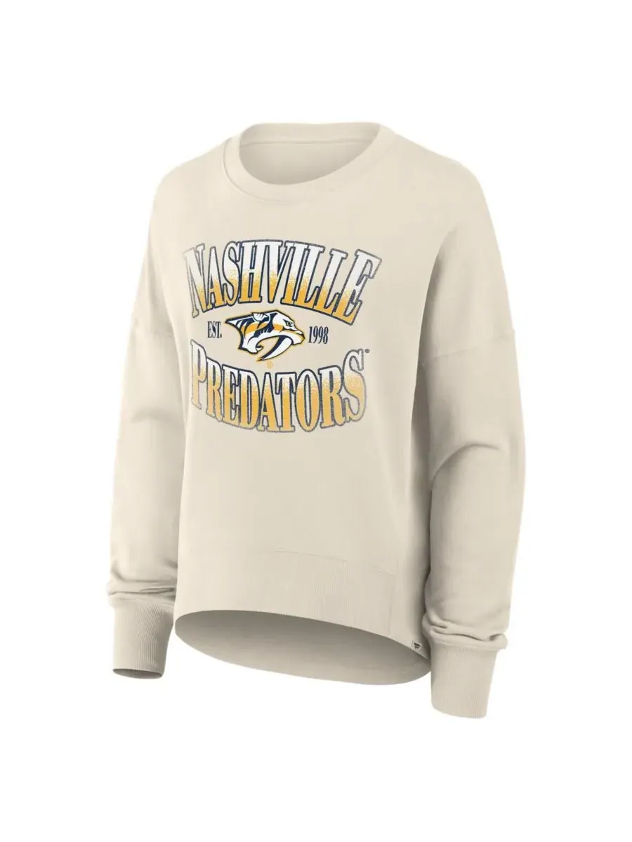Fanatics Женская кремовая толстовка-пуловер с принтом Nashville Predators в стиле оверсайз — изображение 2 из 3, бежевый