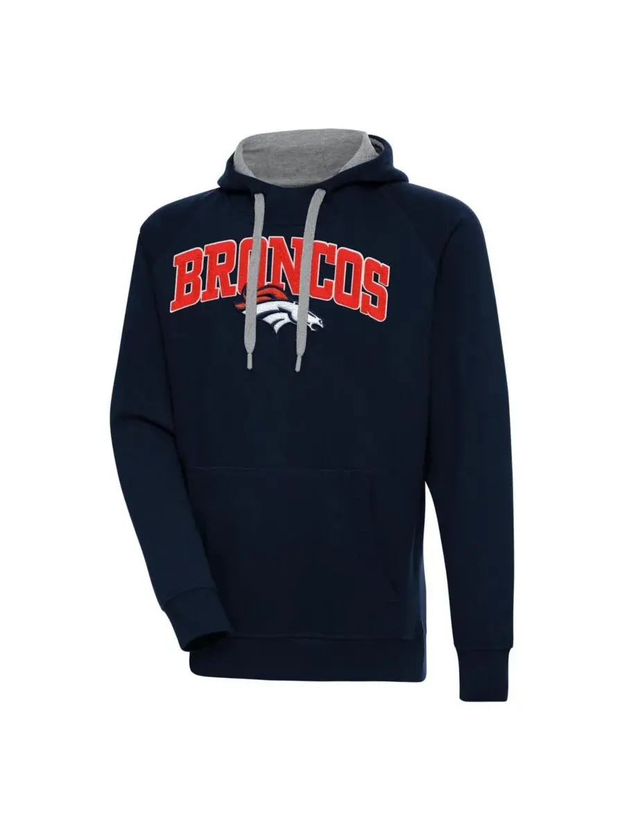 Antigua Мужская темно-синяя толстовка с капюшоном Denver Broncos Victory — изображение 1 из 1, темно-синий