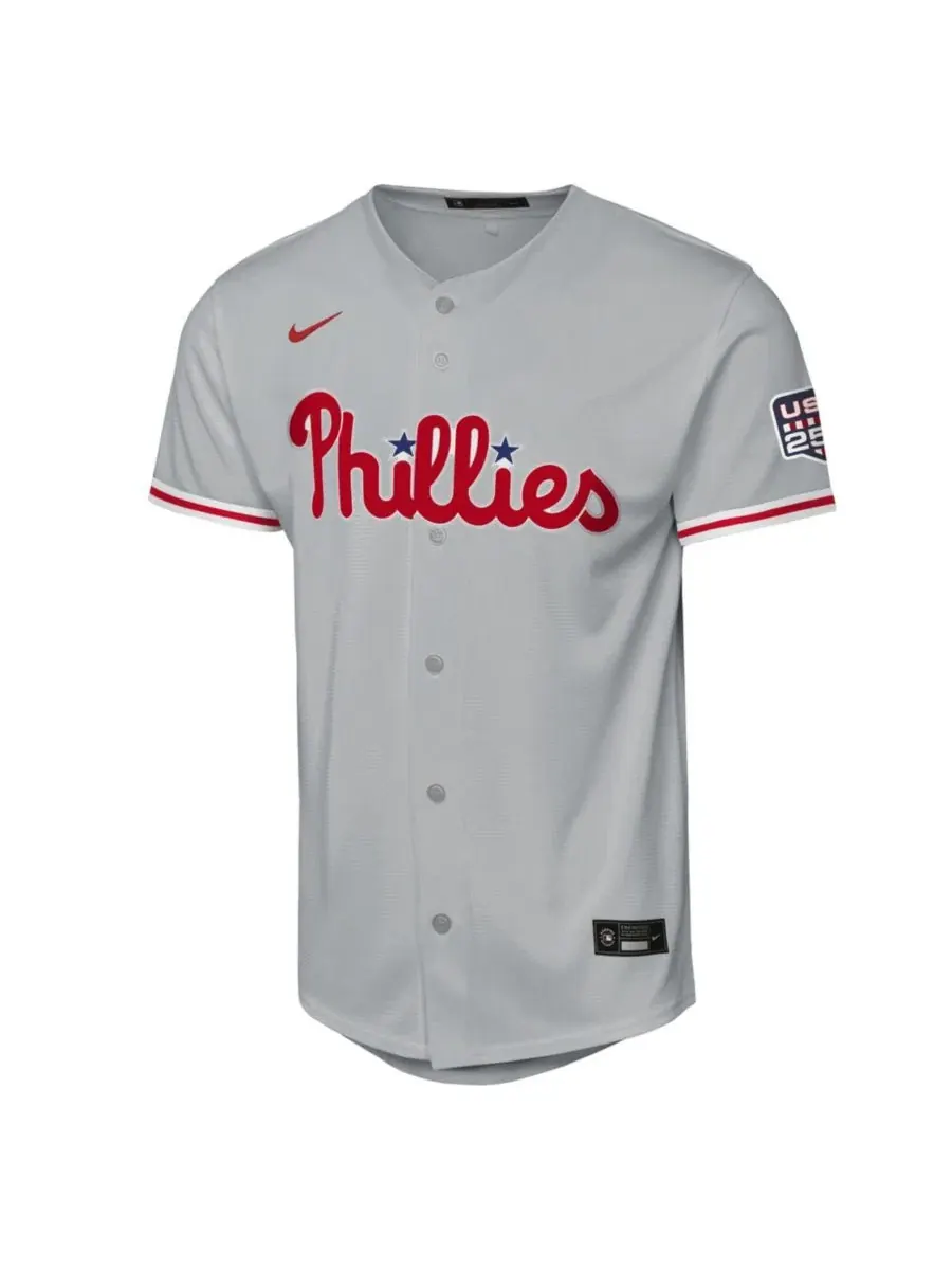Детская футболка-джерси с длинным рукавом Bryce Harper Road Replica Jersey Nike — изображение 3 из 3, серый