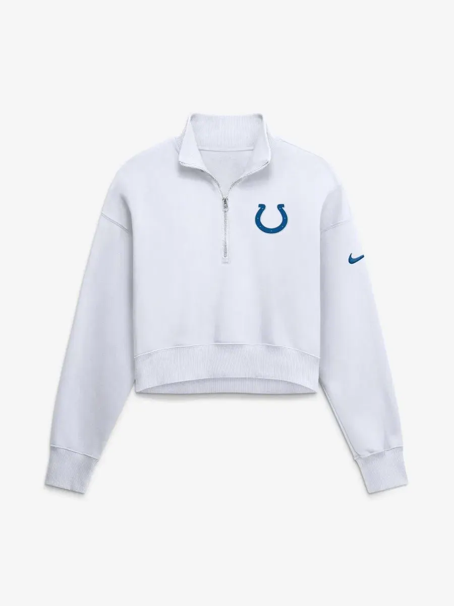 Женский укороченный свитшот с четверть-застежкой Oversized Phoenix Fleece Nike — изображение 1 из 2, белый