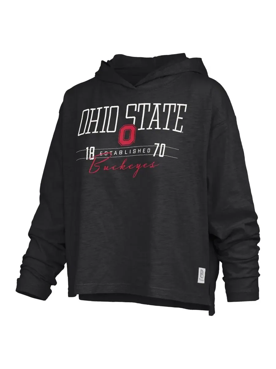 Худи-футболка с длинным рукавом, с принтом, Ohio State Buckeyes Castillo Slub Pressbox — изображение 2 из 3, черный