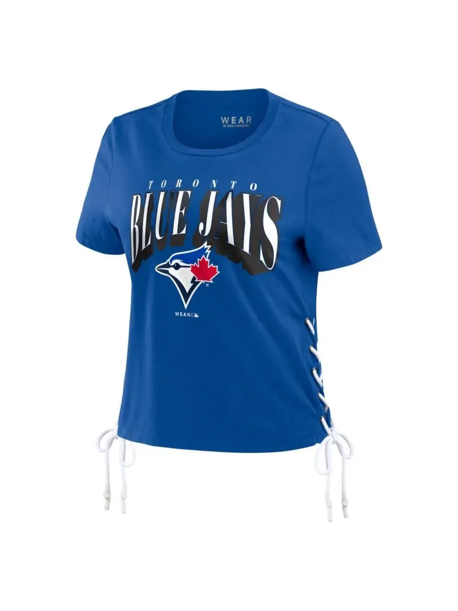 WEAR by Erin Andrews Женская укороченная футболка Royal Toronto Blue Jays со шнуровкой сбоку — изображение 2 из 3