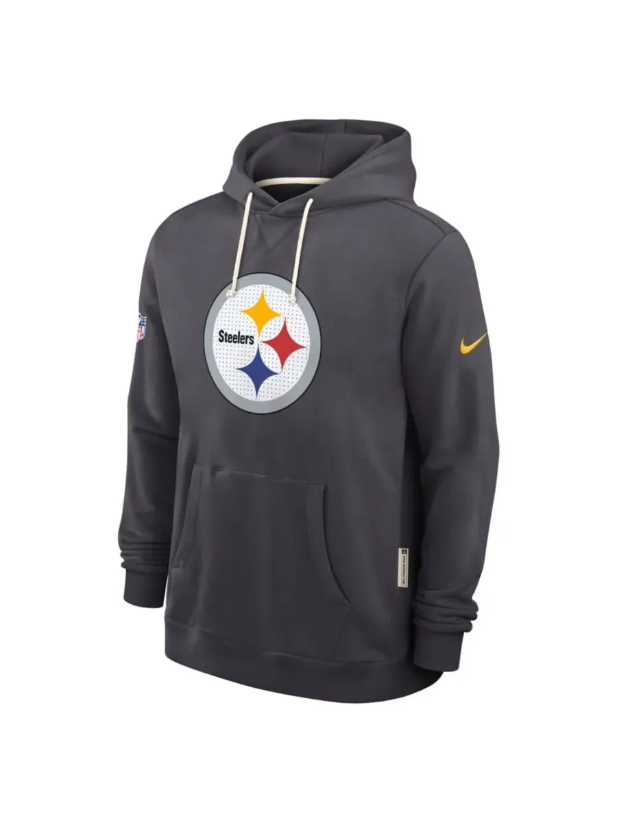 Nike Мужская толстовка Dri-FIT цвета антрацит с символикой команды Pittsburgh Steelers Sideline — изображение 2 из 2, серый