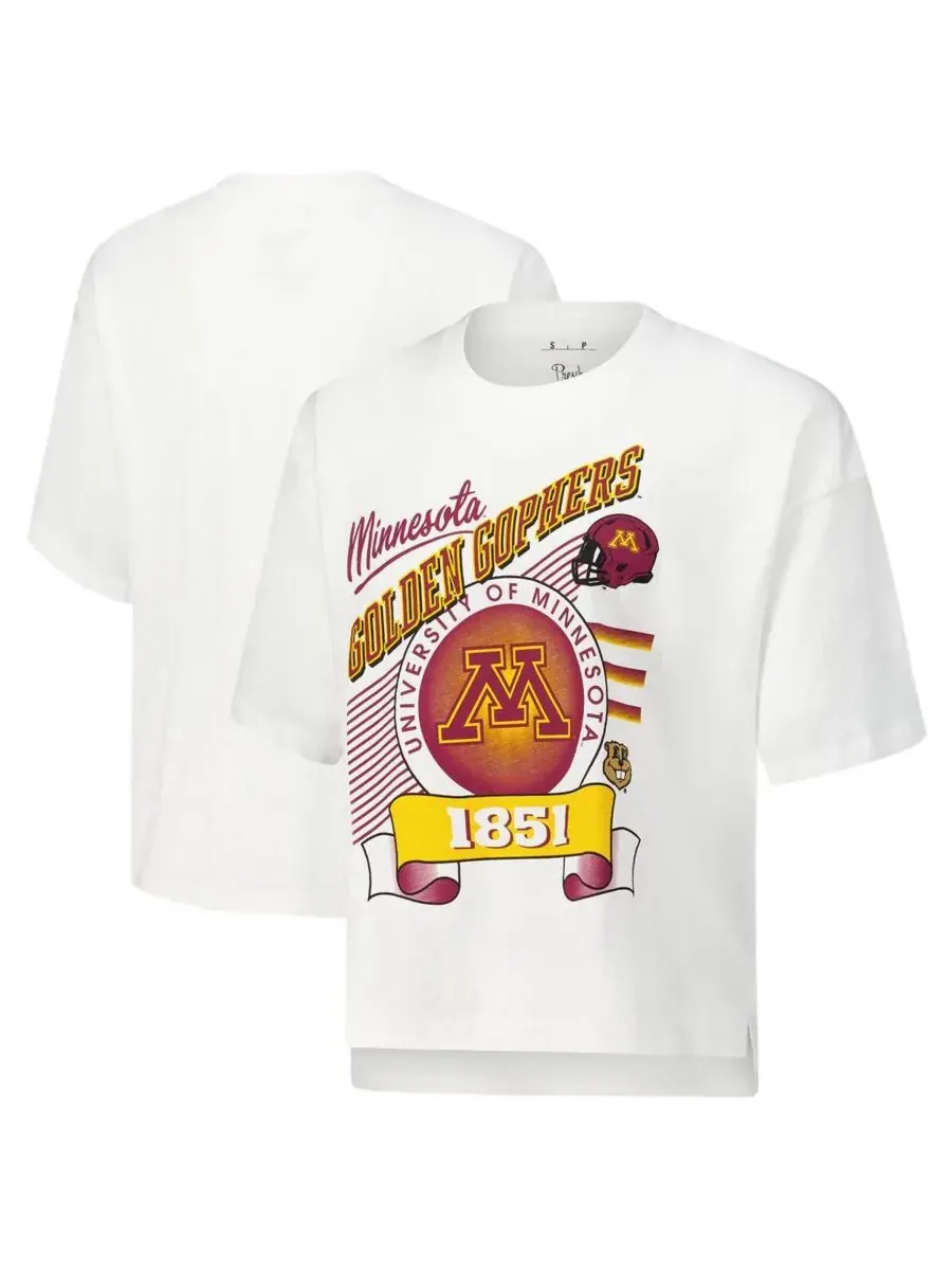 Pressbox Женская белая футболка Minnesota Golden Gophers Rock Roll Slub