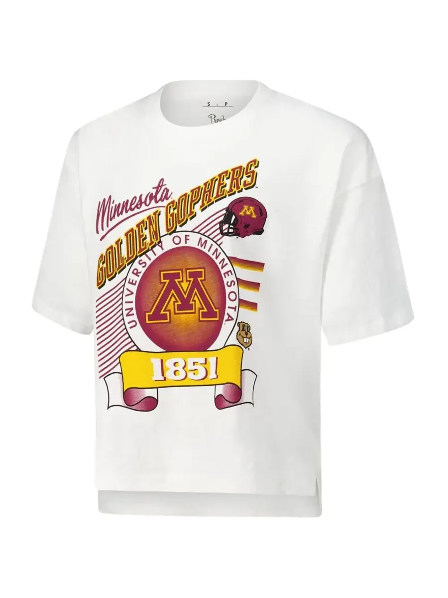 Pressbox Женская белая футболка Minnesota Golden Gophers Rock Roll Slub — изображение 3 из 3, белый