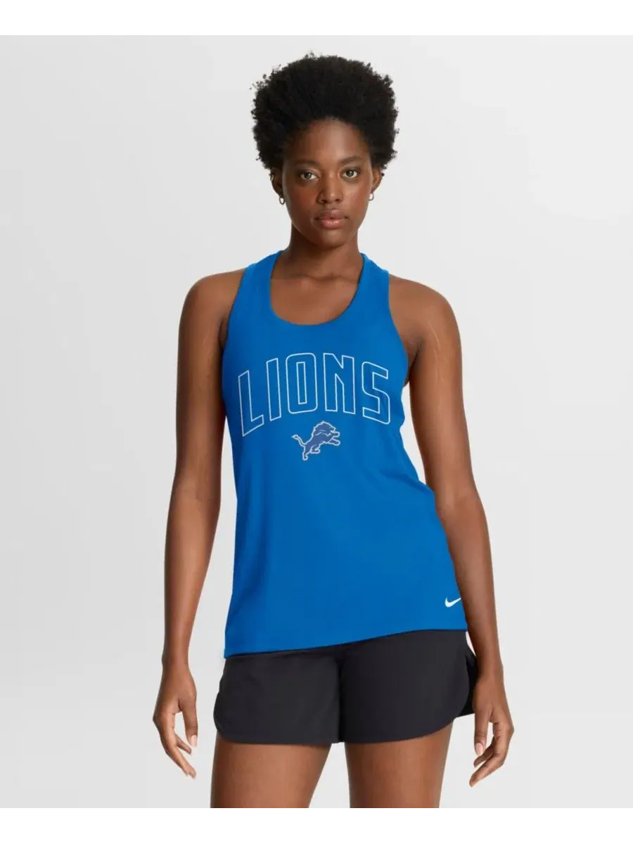 Женский топ без рукавов с принтом Detroit Lions Primetime Tri-Blend Dri-FIT Nike — изображение 1 из 5, синий