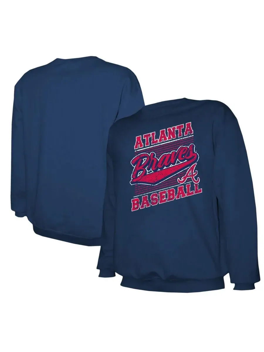 Stitches Мужская темно-синяя толстовка с логотипом команды Atlanta Braves — синий