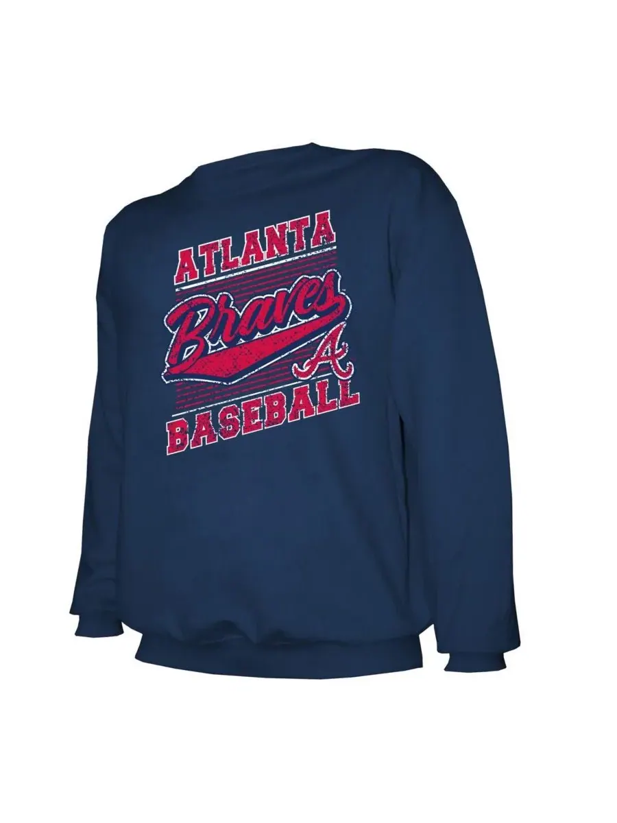 Stitches Мужская темно-синяя толстовка с логотипом команды Atlanta Braves — изображение 3 из 3, темно-синий