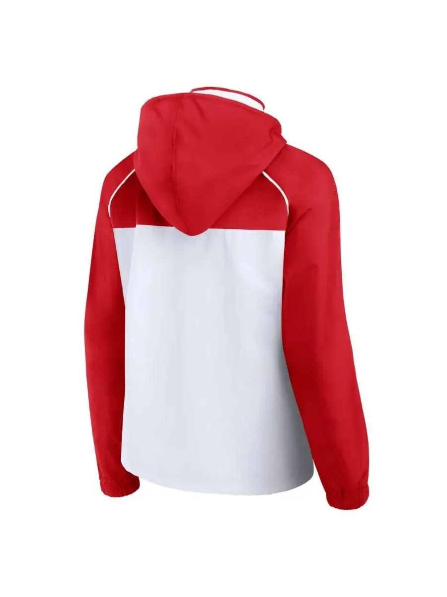 Fanatics Женская бело-красная куртка-анорак Chicago Bulls с рукавами реглан и капюшоном на молнии — изображение 3 из 3