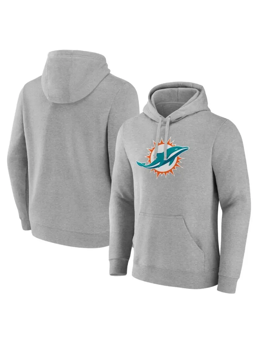 Fanatics Мужская флисовая толстовка с капюшоном Miami Dolphins Deliver серого цвета — изображение 1 из 3, серый