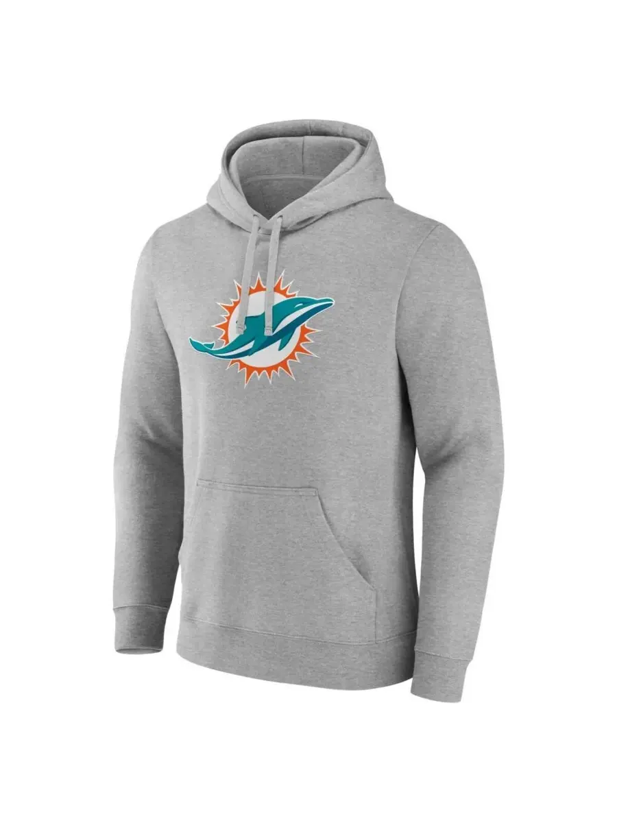 Fanatics Мужская флисовая толстовка с капюшоном Miami Dolphins Deliver серого цвета — изображение 3 из 3, серый