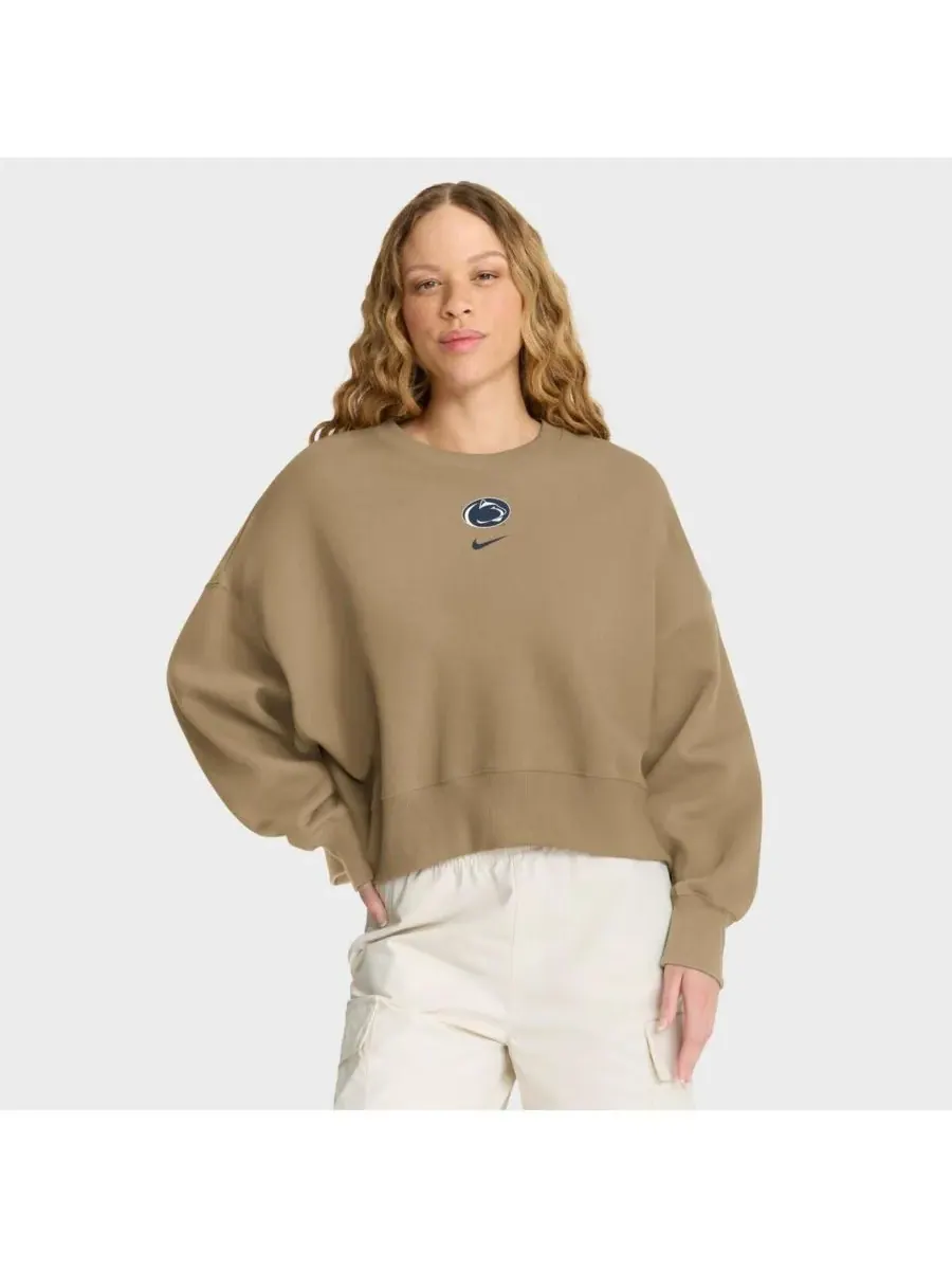Nike Женская бежевая толстовка-пуловер Penn State NitTany Lions Oversized Phoenix 2-Hit — изображение 1 из 3, бежевый