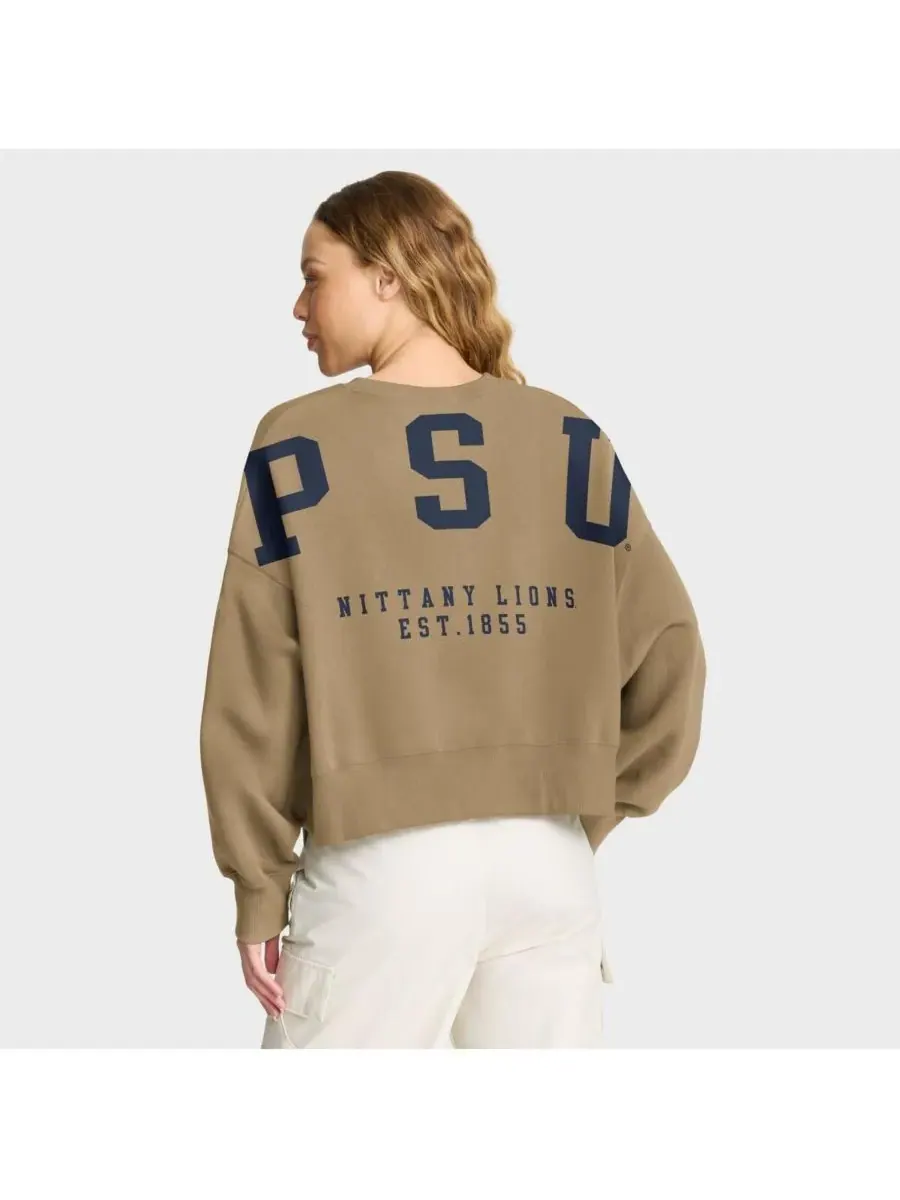 Nike Женская бежевая толстовка-пуловер Penn State NitTany Lions Oversized Phoenix 2-Hit — изображение 2 из 3, бежевый