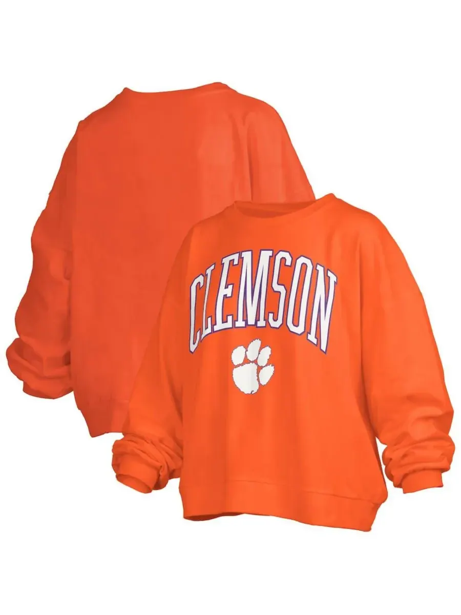 Pressbox Женская оранжевая толстовка-пуловер Clemson Tigers Janise Arch Over Logo Waist Length — изображение 1 из 3
