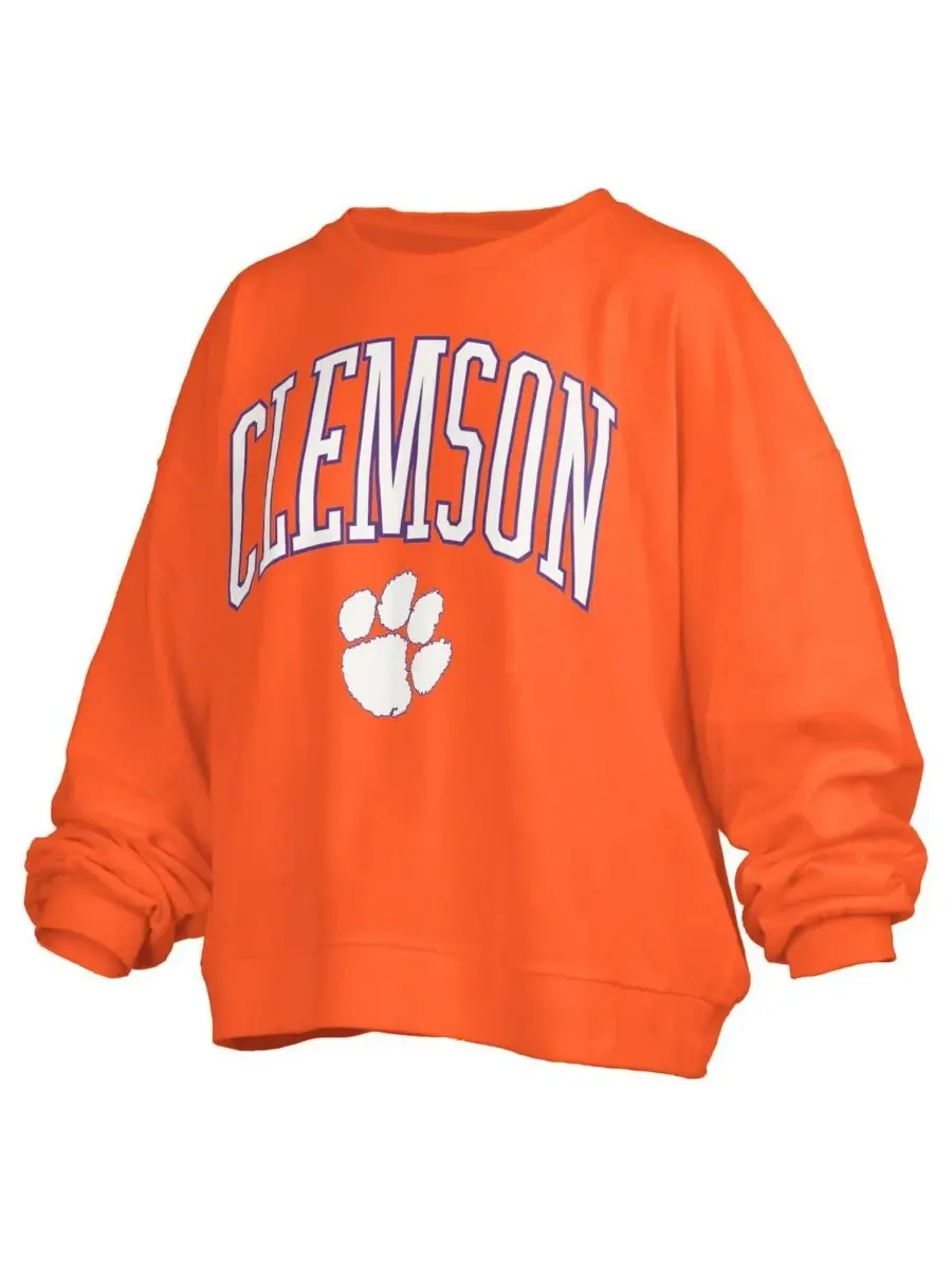 Pressbox Женская оранжевая толстовка-пуловер Clemson Tigers Janise Arch Over Logo Waist Length — изображение 3 из 3