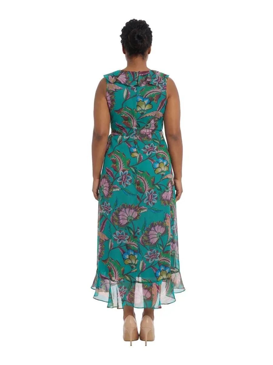 Платье с рукавом-крылышком Plus Size Flutter-Sleeve Dress London Times, Teal Berry — изображение 3 из 3