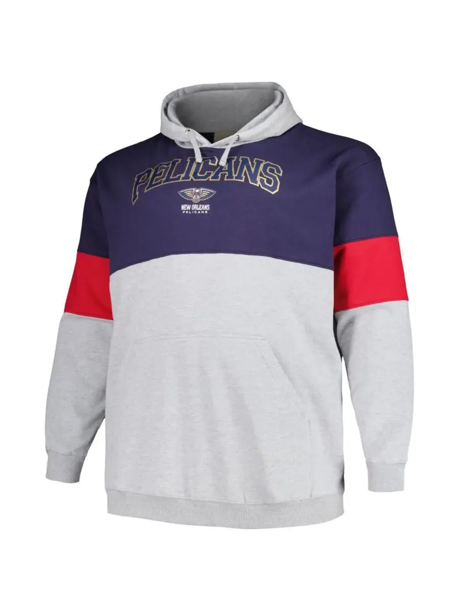 Fanatics Мужская толстовка с капюшоном New Orleans Pelicans большого размера — изображение 3 из 3, темно-синий красный