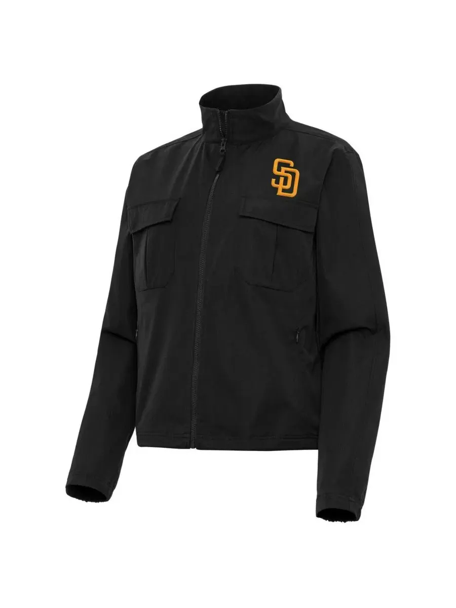 Женская черная куртка San Diego Padres Even Par на молнии Antigua — изображение 1 из 1, черный