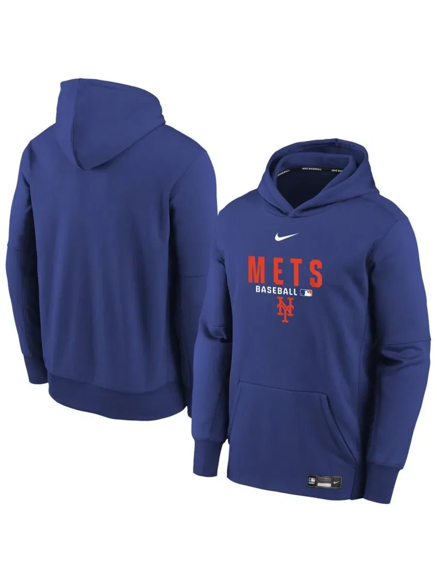 Толстовка Big Boys and Girls Royal New York Mets Authentic Collection Therma-FIT Nike — изображение 1 из 3, королевский