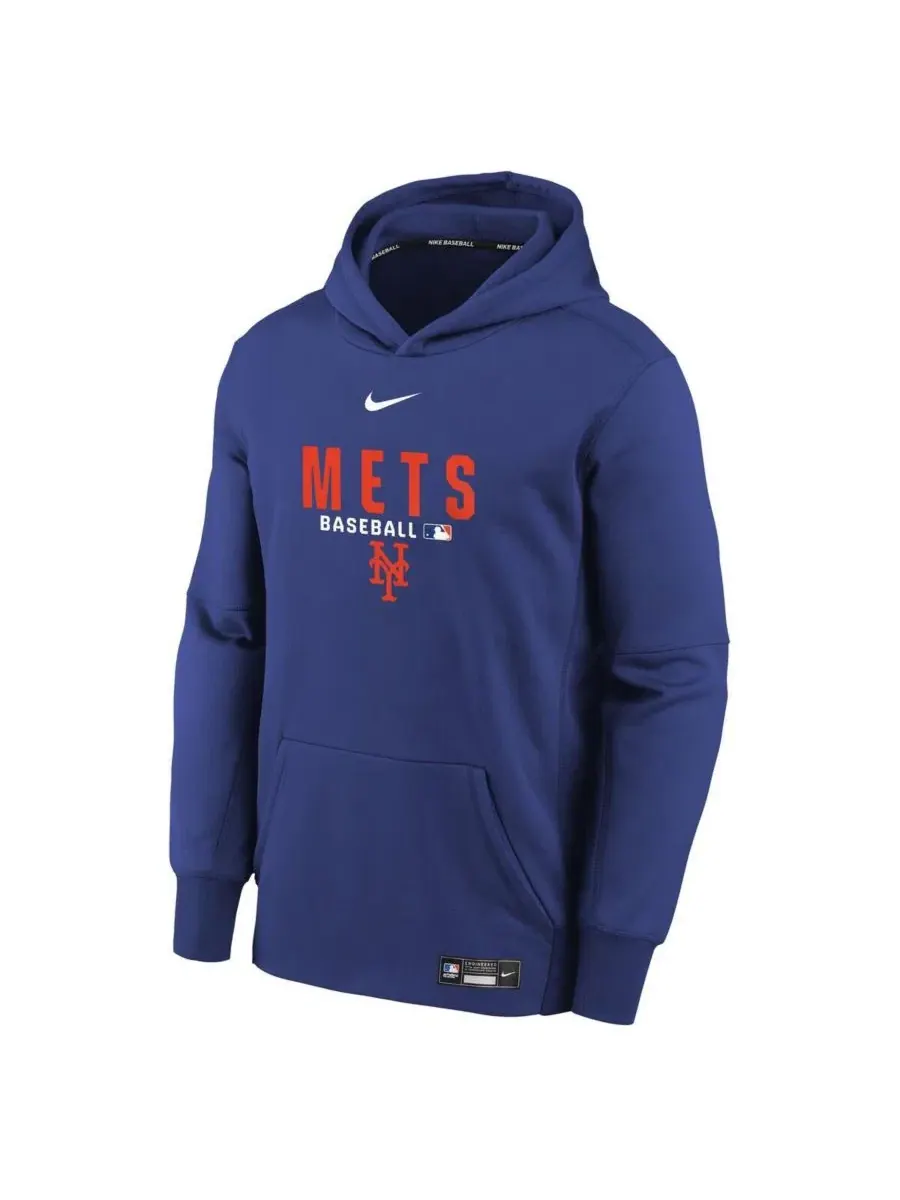 Толстовка Big Boys and Girls Royal New York Mets Authentic Collection Therma-FIT Nike — изображение 2 из 3, королевский