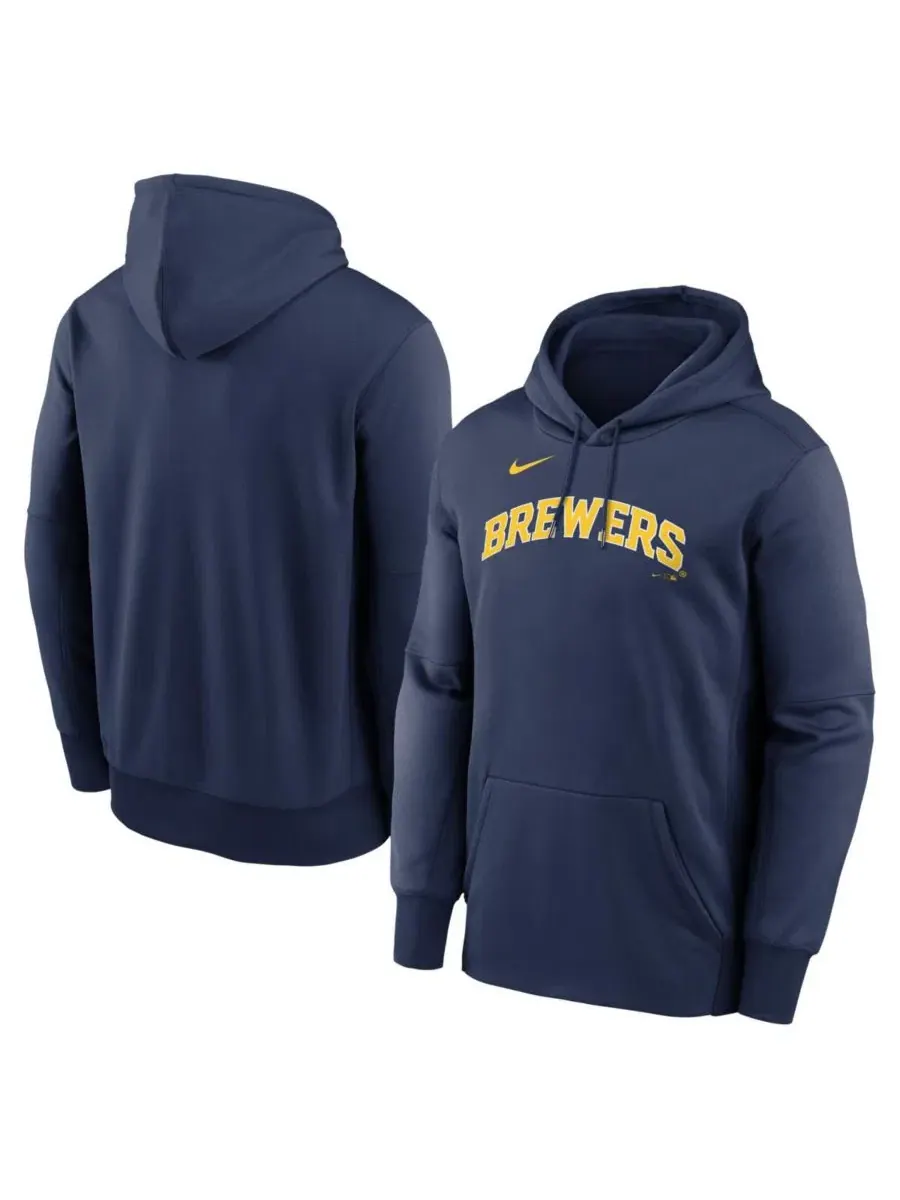 Мужская темно-синяя толстовка Therma с логотипом Milwaukee Brewers Nike — изображение 1 из 3, темно-синий