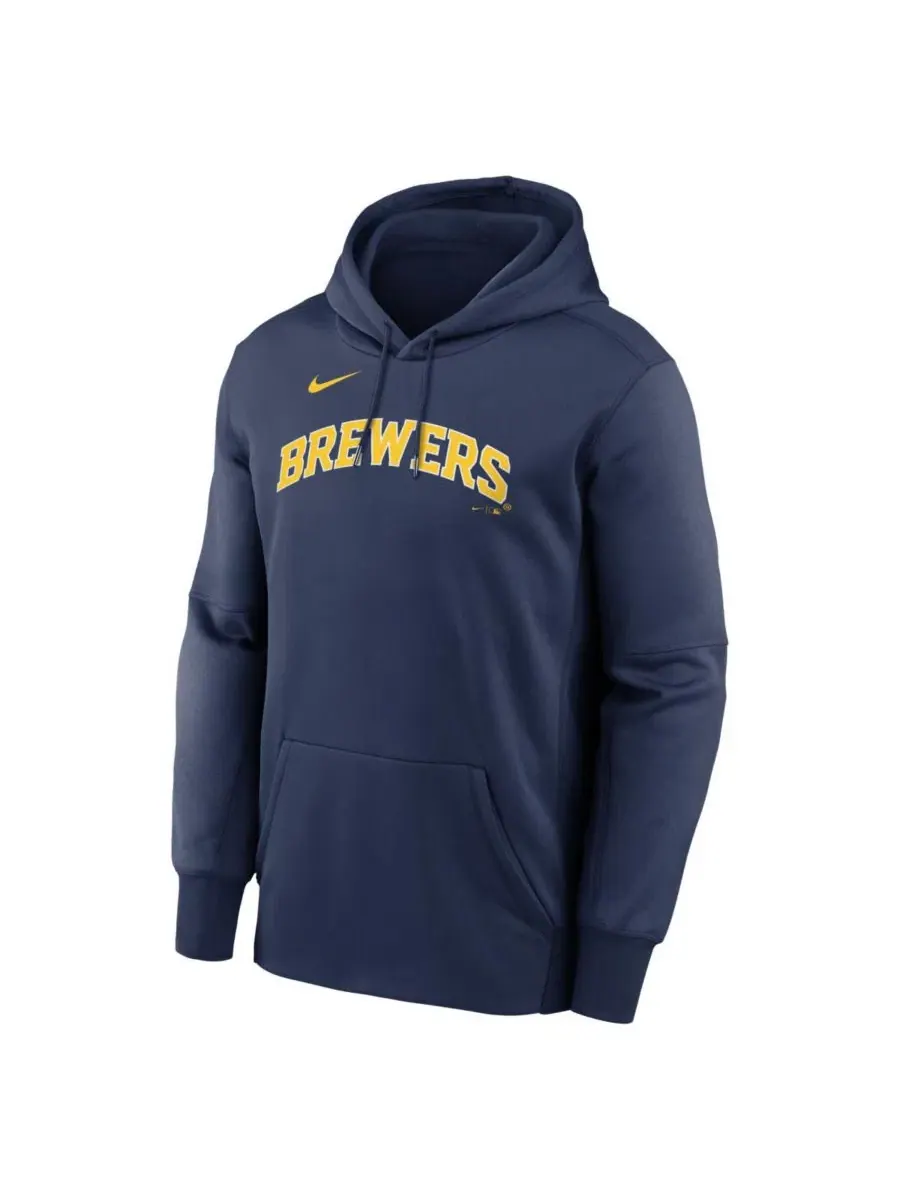 Мужская темно-синяя толстовка Therma с логотипом Milwaukee Brewers Nike — изображение 2 из 3, темно-синий