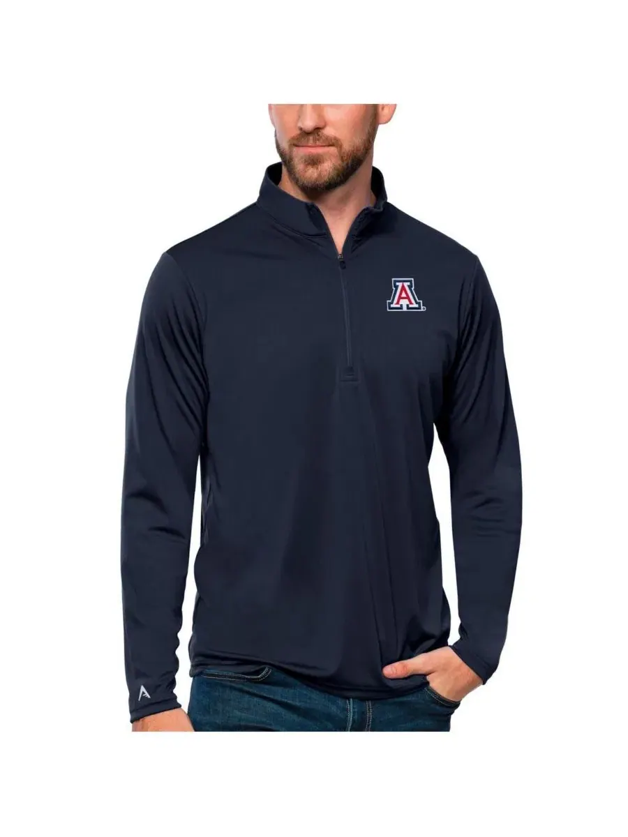 Мужская темно-синяя футболка на молнии с символикой Arizona Wildcats Antigua — изображение 1 из 1, темно-синий