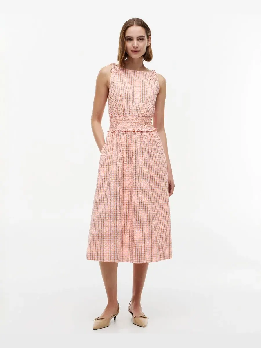 Платье без рукавов из хлопка Tommy Hilfiger, Gingham Biscuit — изображение 1 из 4