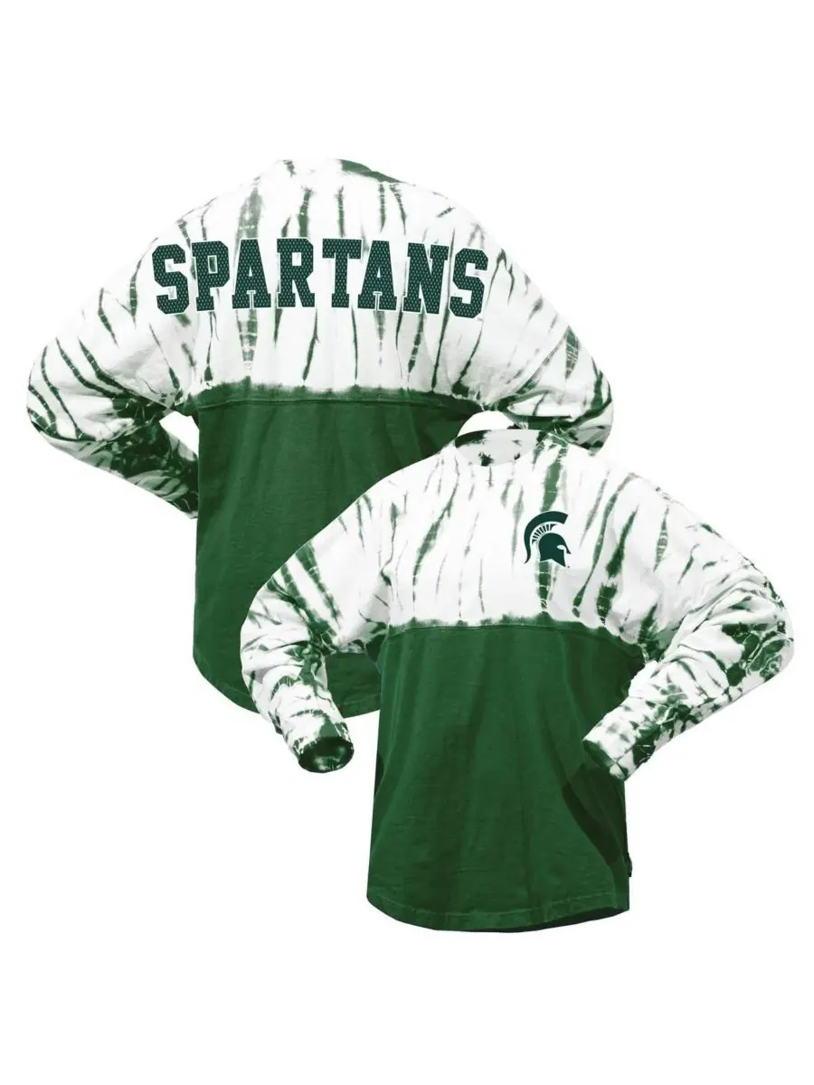 Spirit Jersey Женская зеленая футболка с длинными рукавами и принтом «Спартанцы Мичиганского — изображение 1 из 3, зеленый