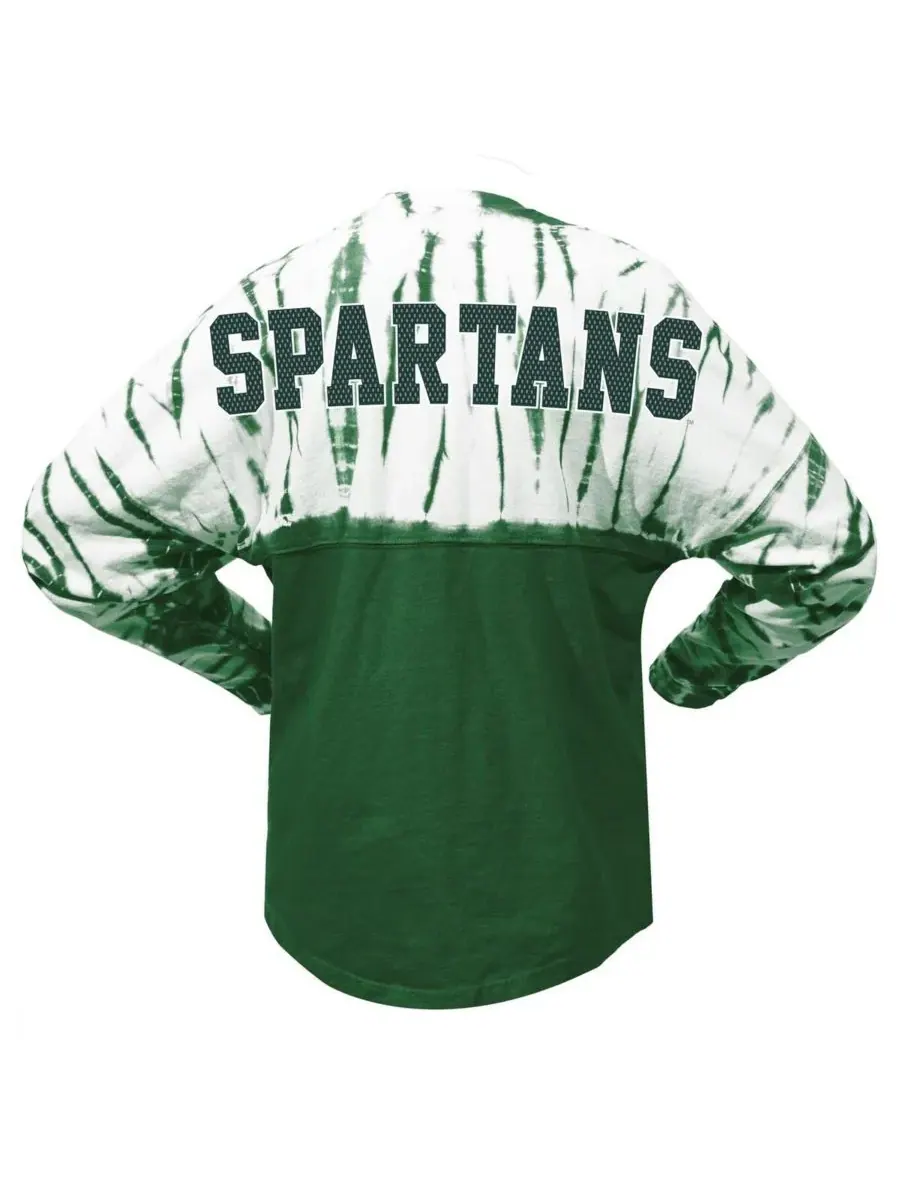 Spirit Jersey Женская зеленая футболка с длинными рукавами и принтом «Спартанцы Мичиганского — изображение 2 из 3, зеленый