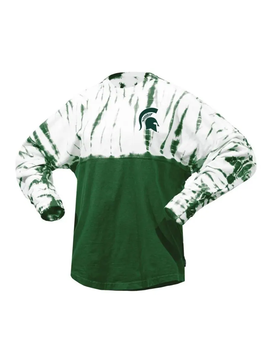 Spirit Jersey Женская зеленая футболка с длинными рукавами и принтом «Спартанцы Мичиганского — изображение 3 из 3, зеленый